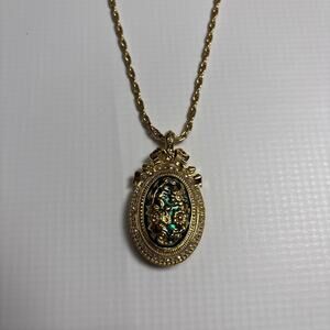 Edgar Berebi Limited Edition Floral Locket Pendant Gold Tone Green‎ Enamel